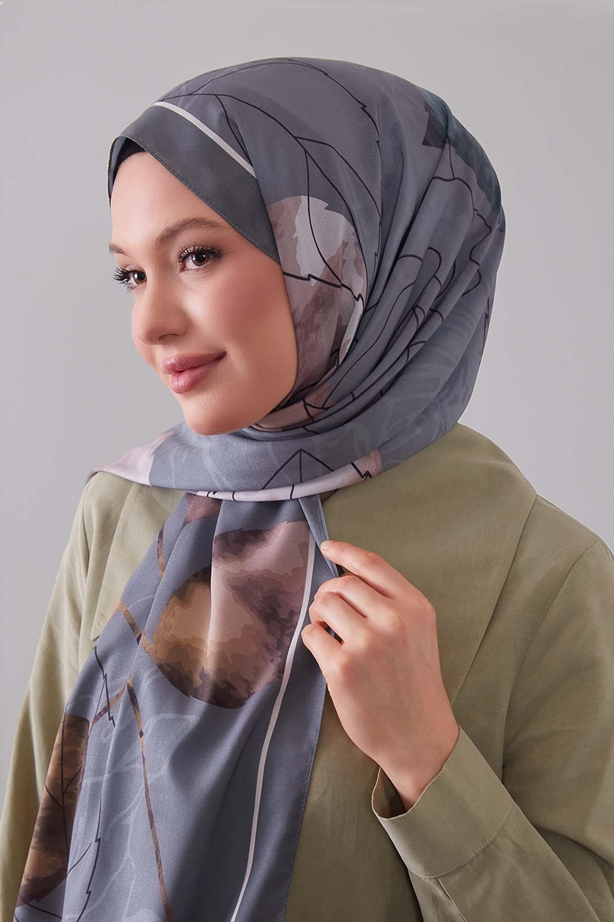 Fivescarf Mint Yeşili Akvarel Yaprak Desen Moos Chrep Şal