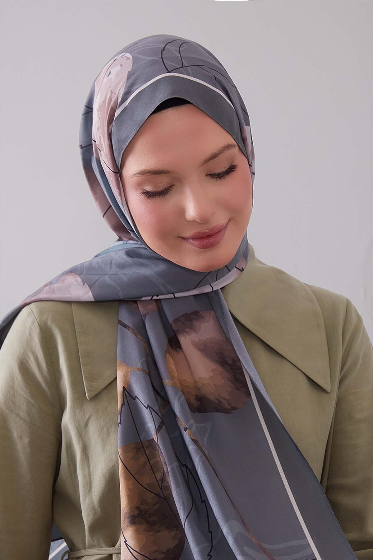 Fivescarf Mint Yeşili Akvarel Yaprak Desen Moos Chrep Şal