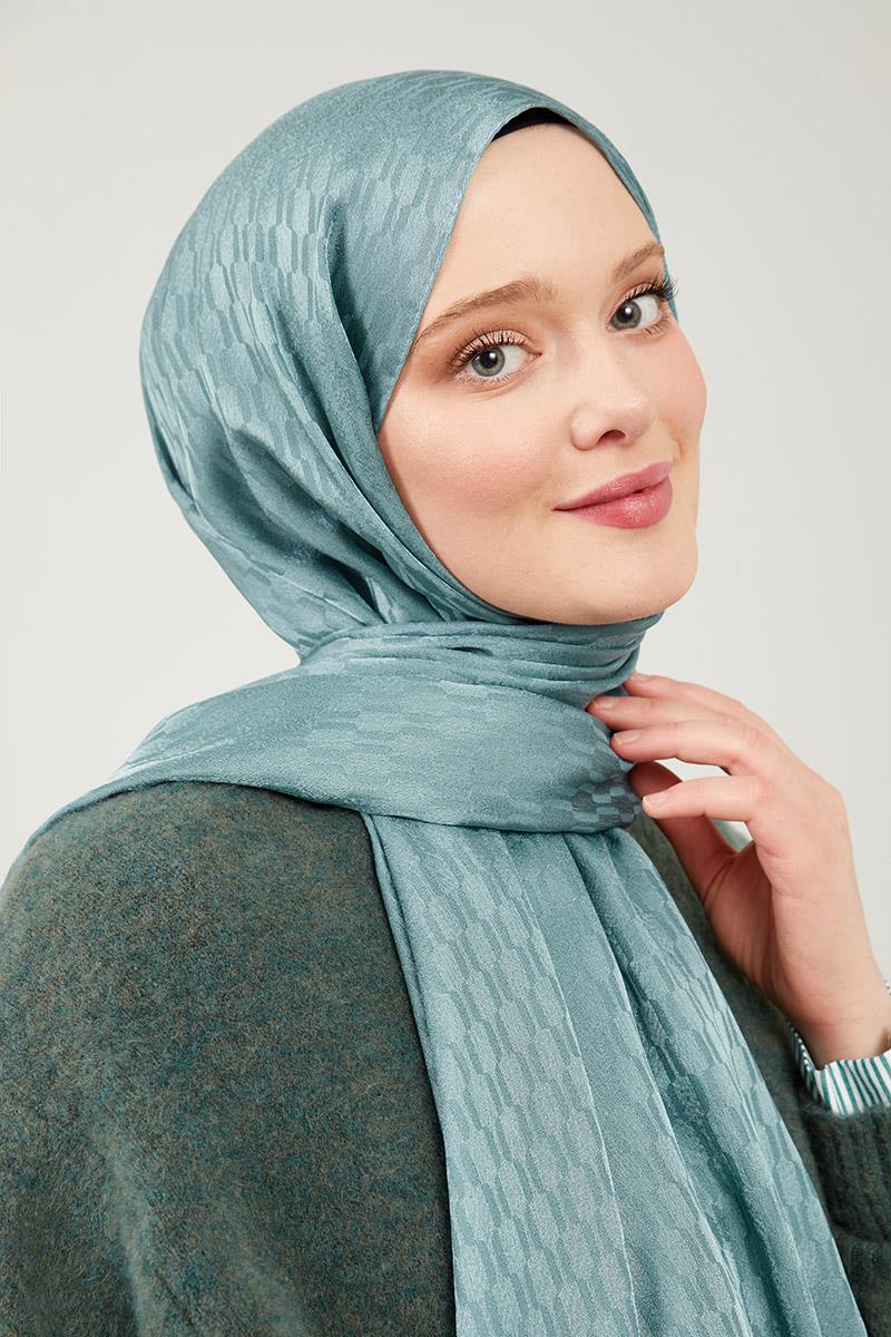 Fivescarf Mint Yeşili Burgu Desen Jakarlı Elegance Şal