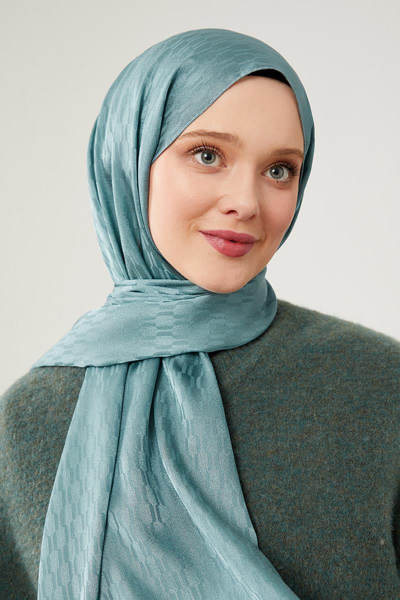 Fivescarf Mint Yeşili Burgu Desen Jakarlı Elegance Şal