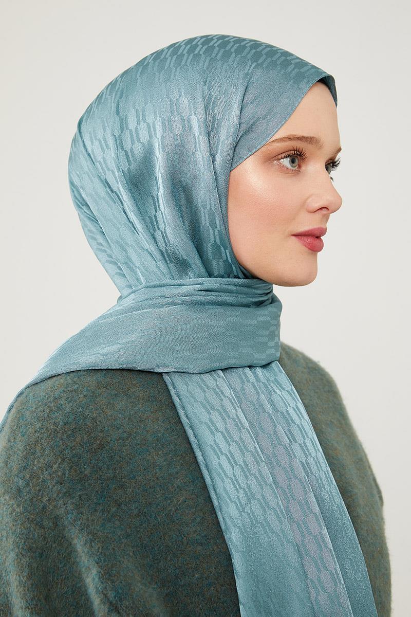 Fivescarf Mint Yeşili Burgu Desen Jakarlı Elegance Şal