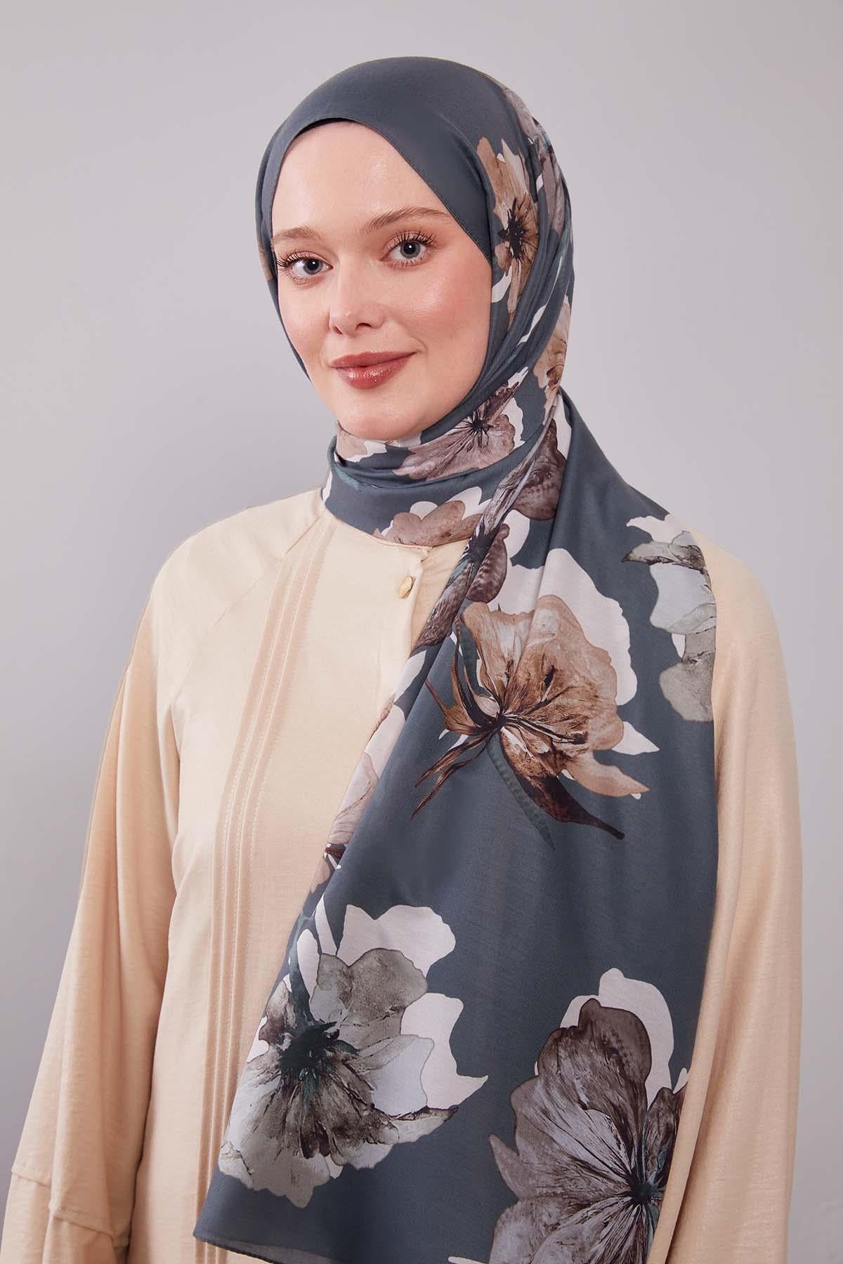 Fivescarf Mint Yeşili Çicek Desen Clover Şal