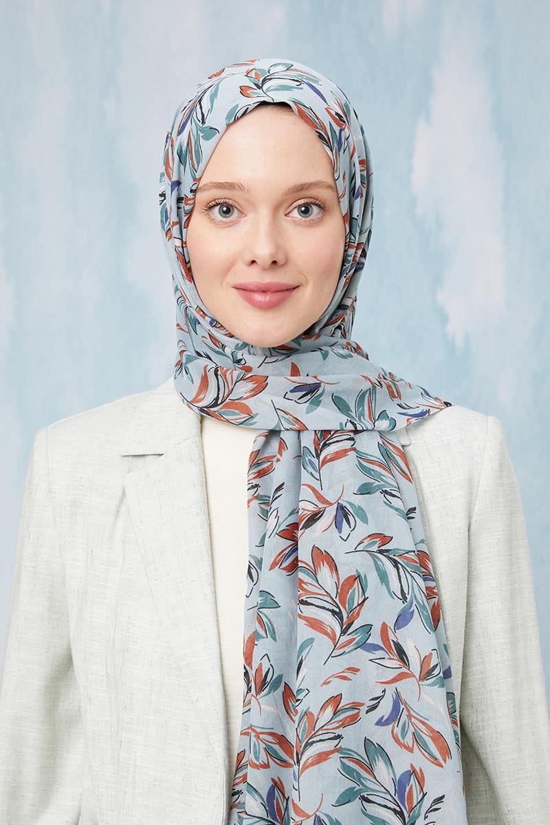 Fivescarf Mint Yeşili Desenli Cotton Şal