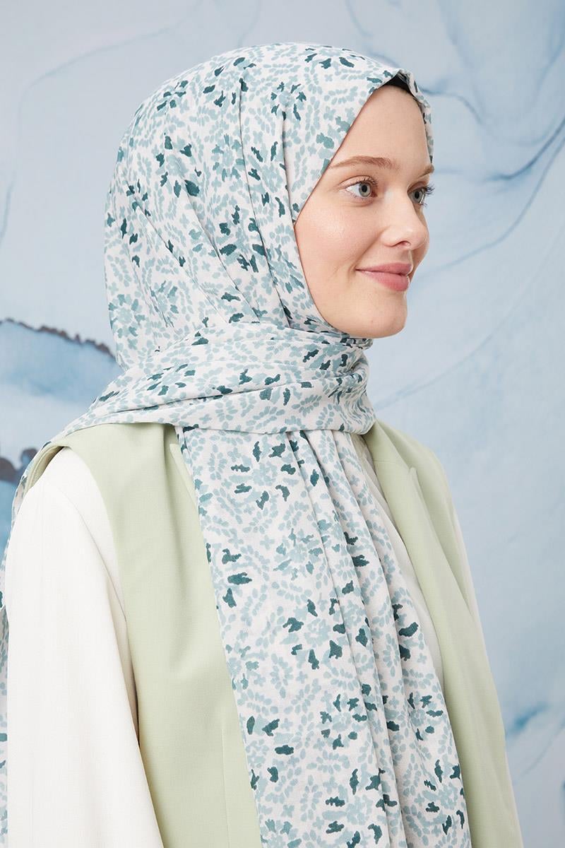 Fivescarf Mint Yeşili Desenli Cotton Şal