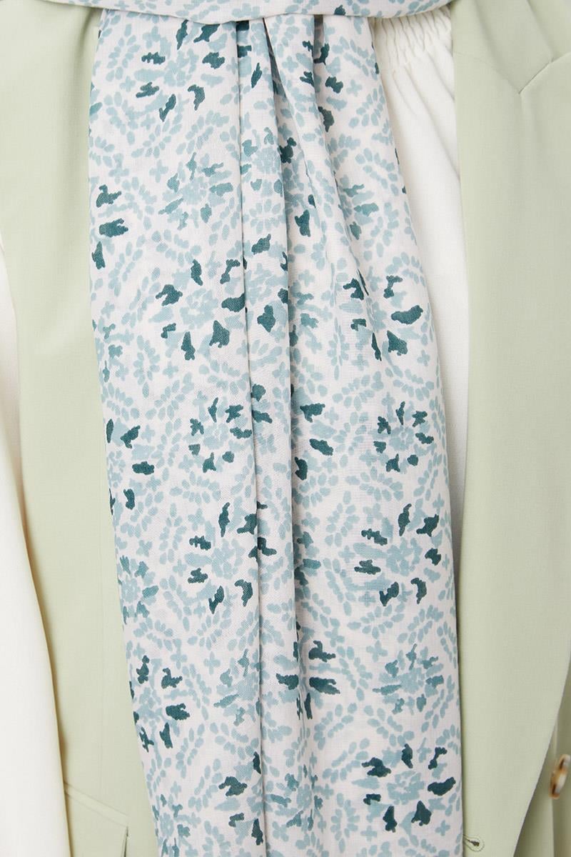 Fivescarf Mint Yeşili Desenli Cotton Şal