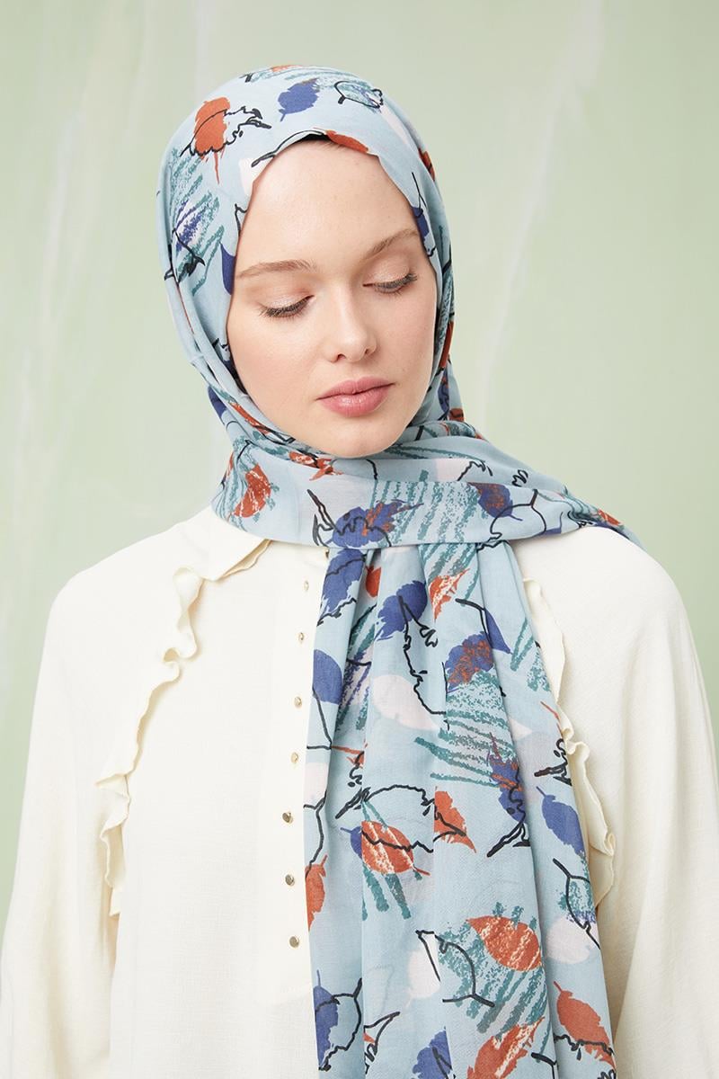 Fivescarf Mint Yeşili Desenli Cotton Şal