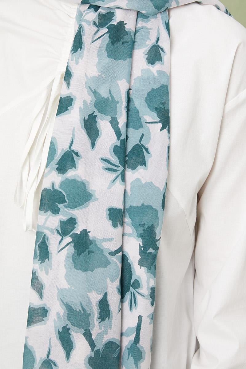 Fivescarf Mint Yeşili Desenli Cotton Şal