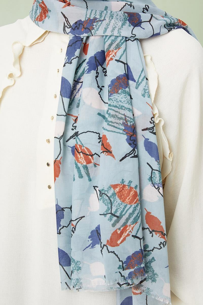Fivescarf Mint Yeşili Desenli Cotton Şal