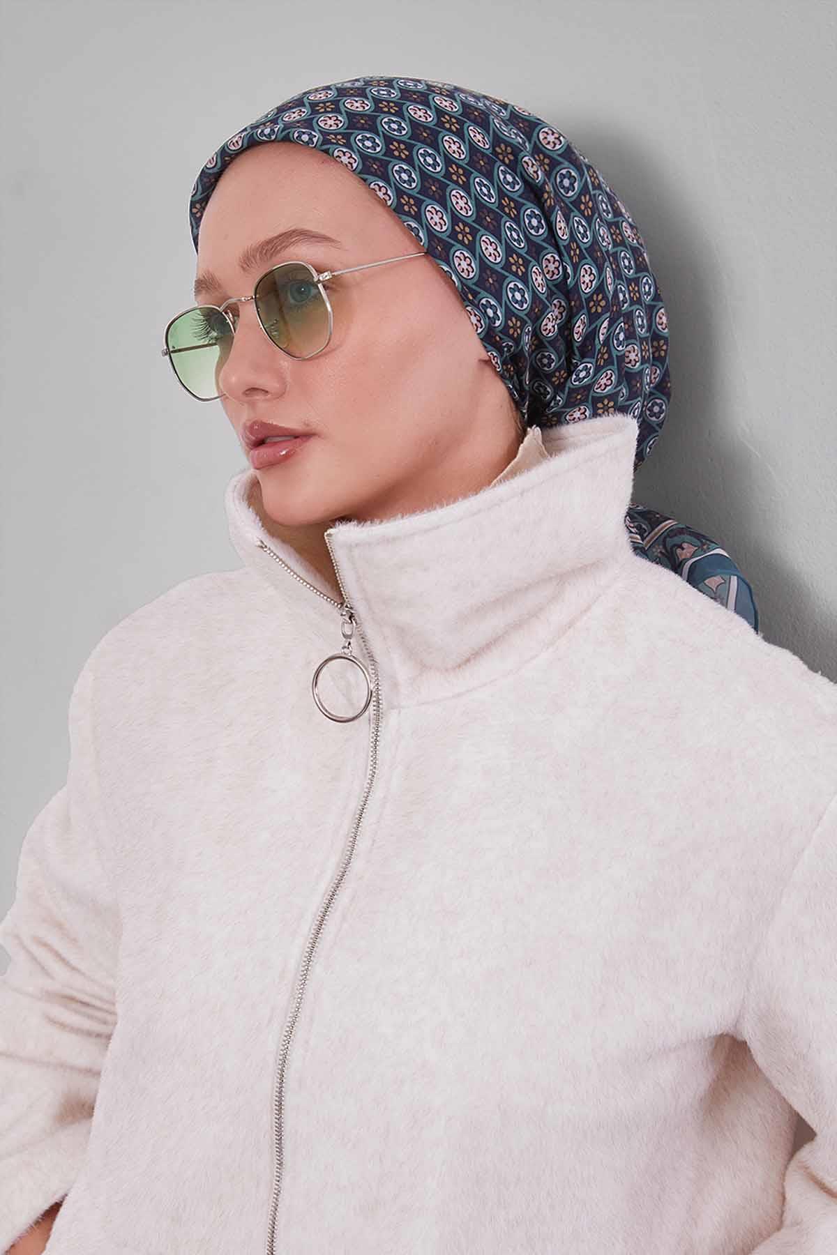 Fivescarf Mint Yeşili Papatya Desen Silk Coton Eşarp