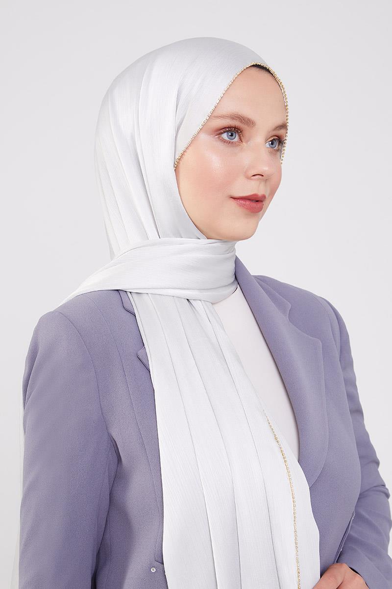Fivescarf Mint Yeşili Yanları Taş Şeritli Brilant Şal