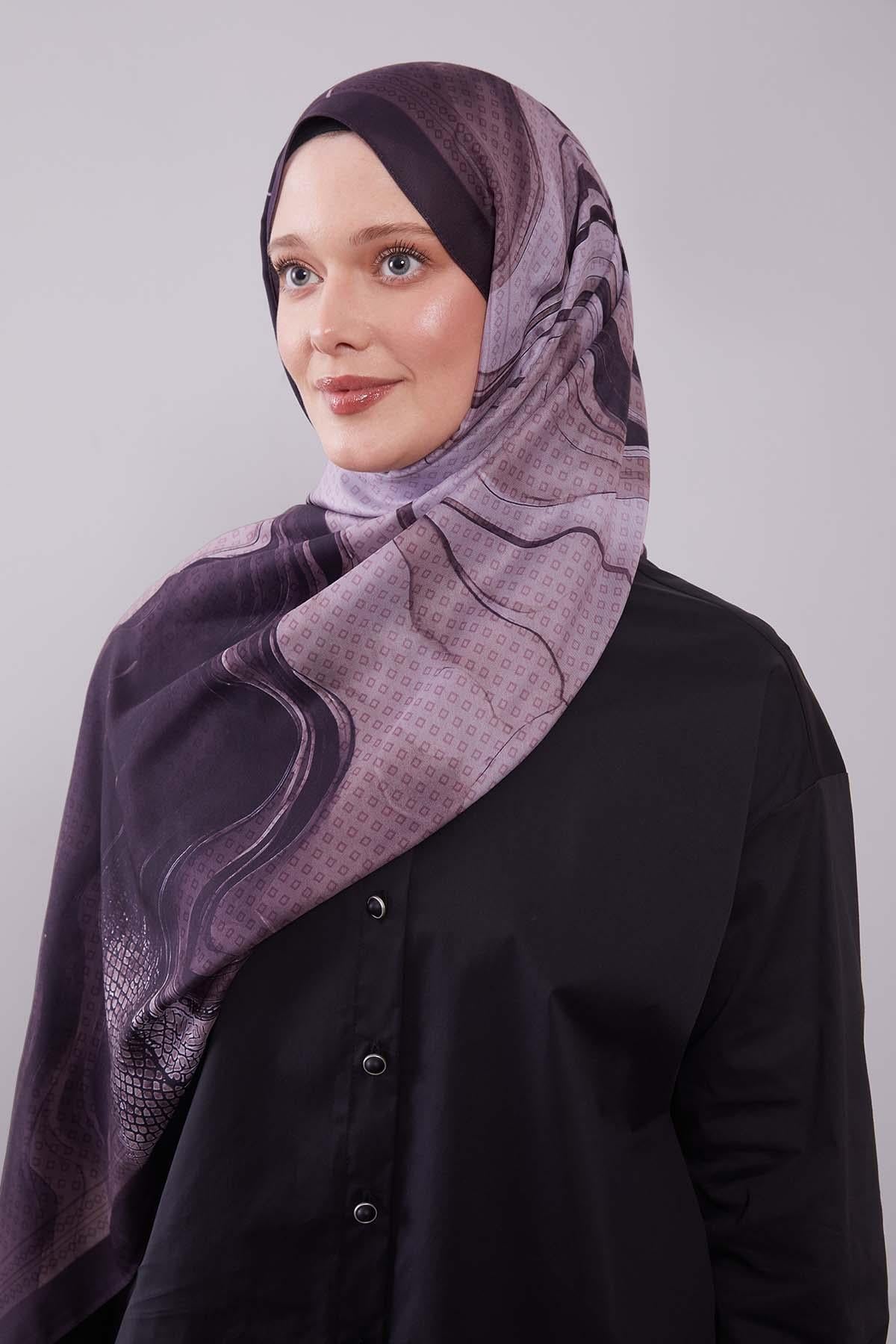 Fivescarf Mor Dalgalı Desenli Colver Şal