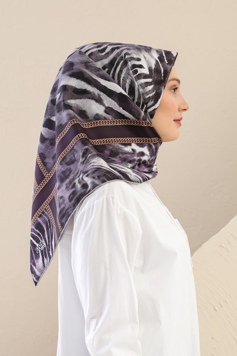 Fivescarf Mor Twill Digital Eşarp