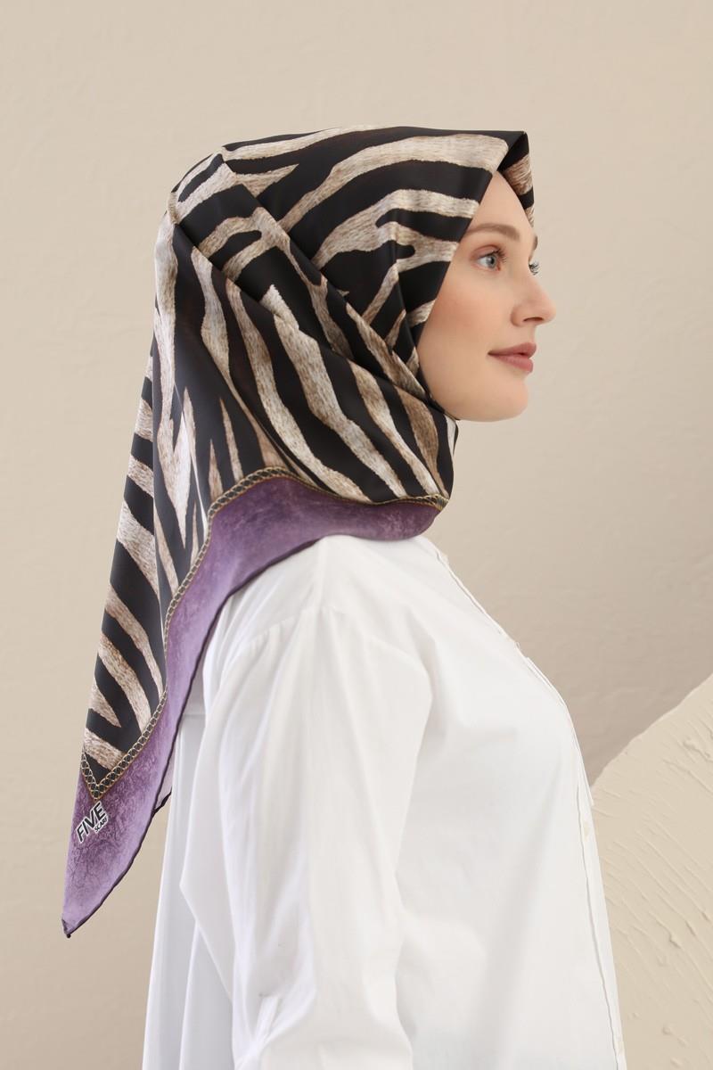 Fivescarf Mor Twill Digital Eşarp