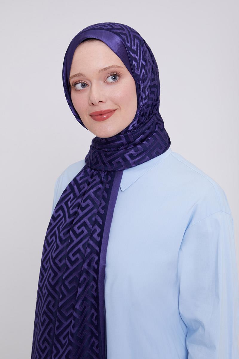 Fivescarf Morcivert Labirent Desen Deluxe Devore Şal