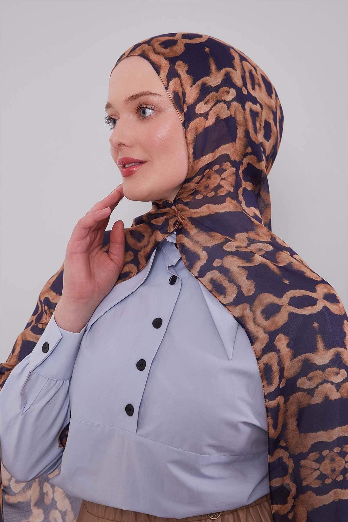 Fivescarf Morcivert Leopar Desen Vivian Şal