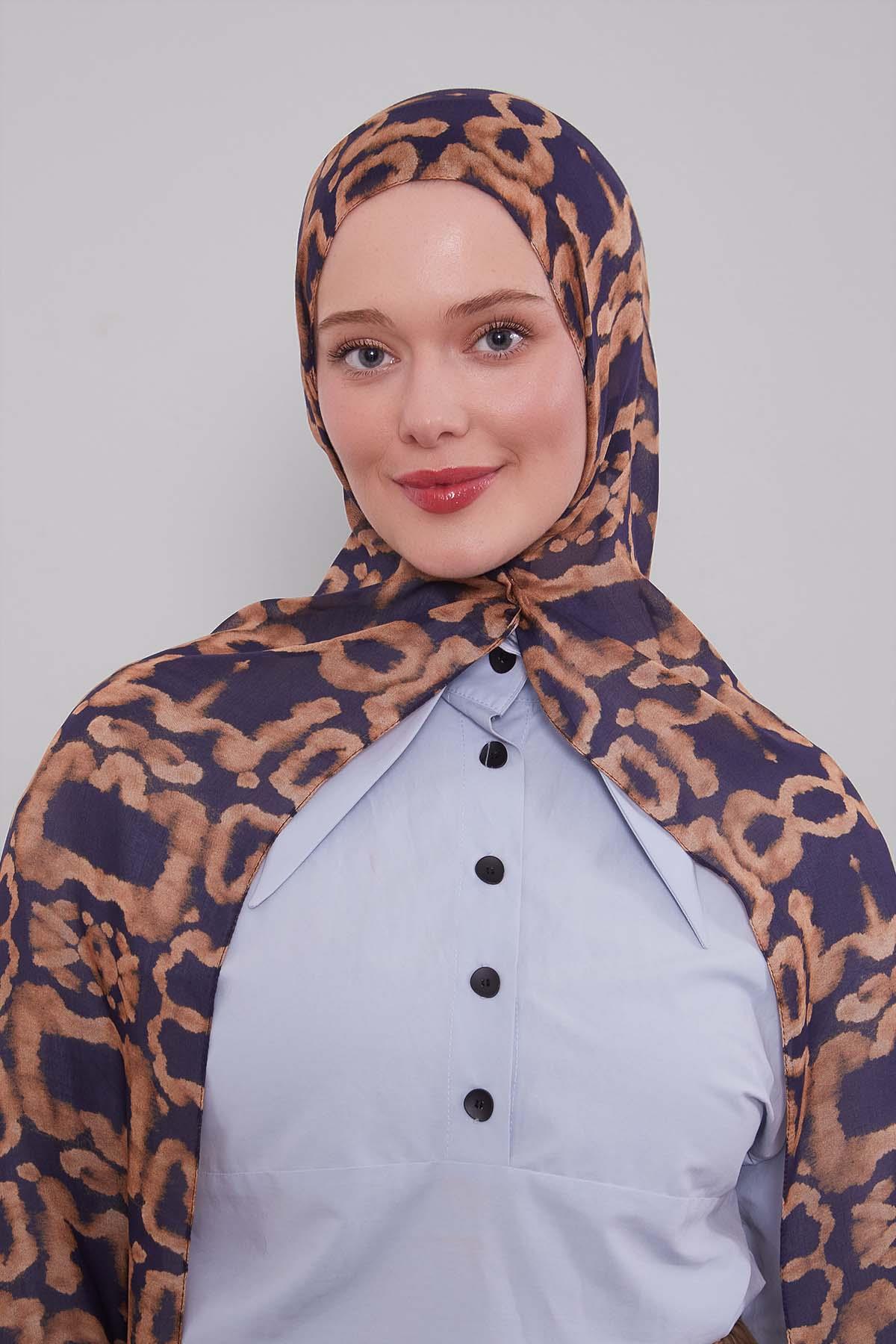 Fivescarf Morcivert Leopar Desen Vivian Şal