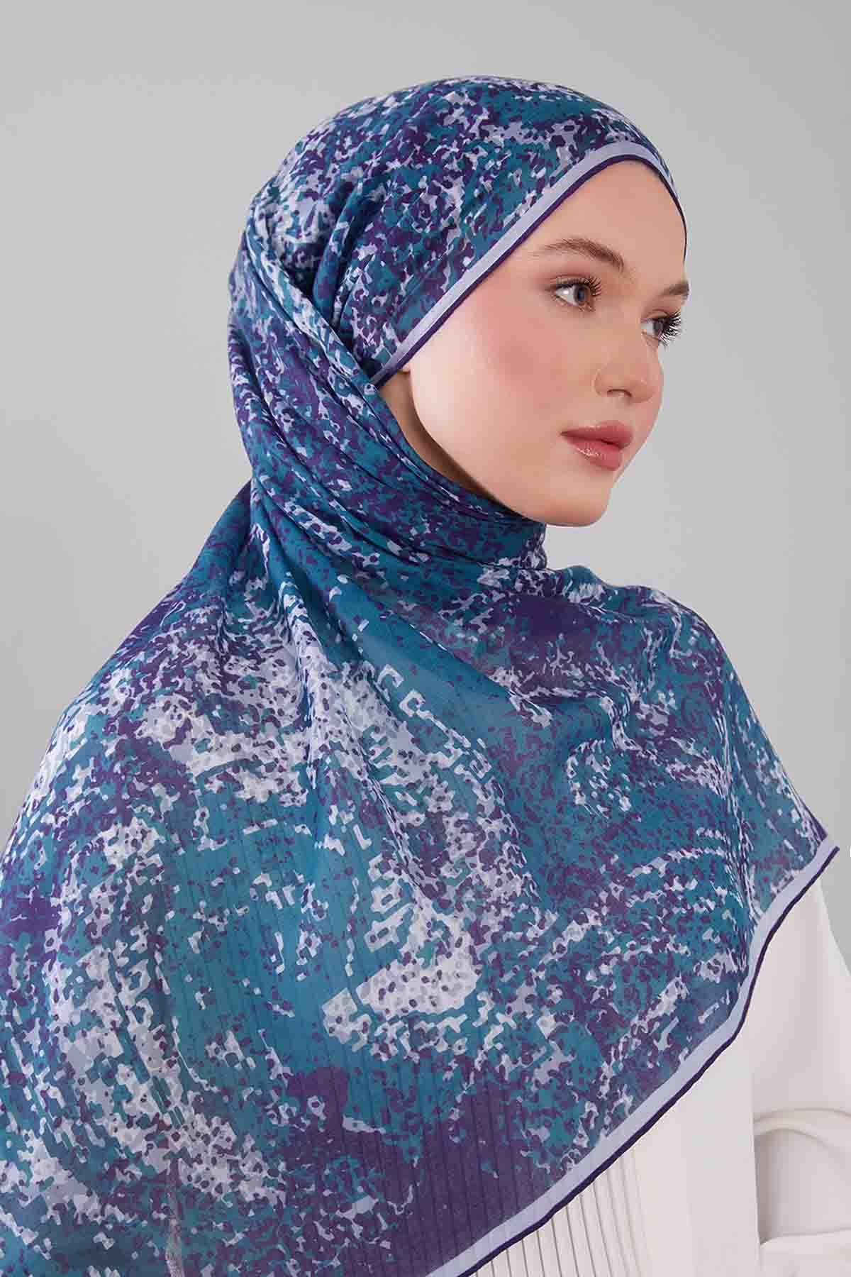 Fivescarf Morcivert Mozaik Desen Silk Coton Eşarp