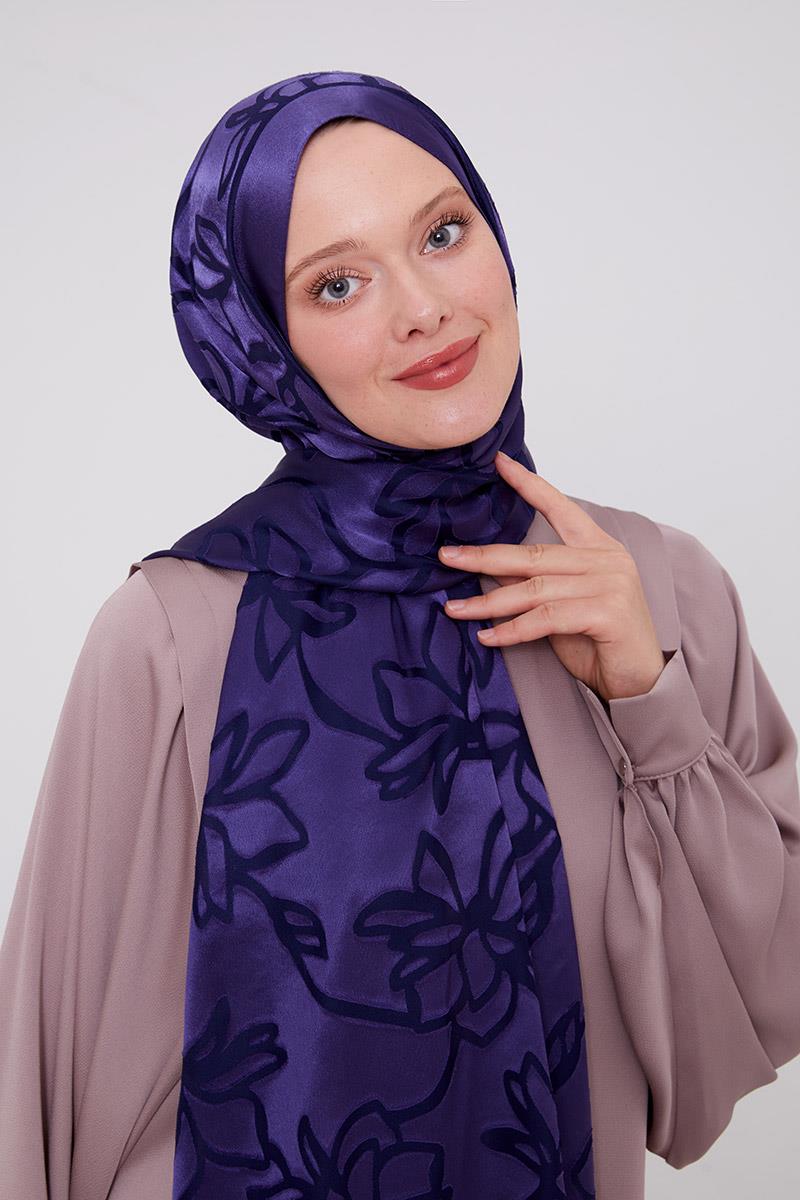 Fivescarf Morcivert Yonca Desen Deluxe Devore Şal