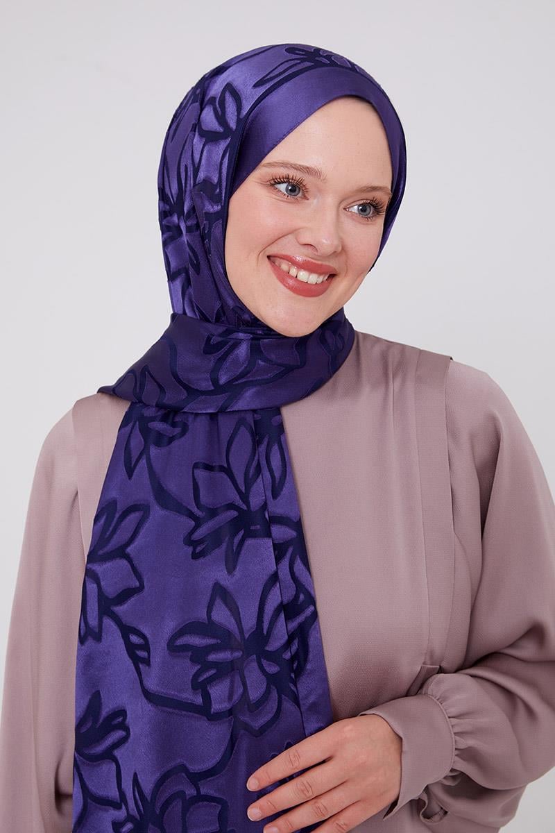 Fivescarf Morcivert Yonca Desen Deluxe Devore Şal