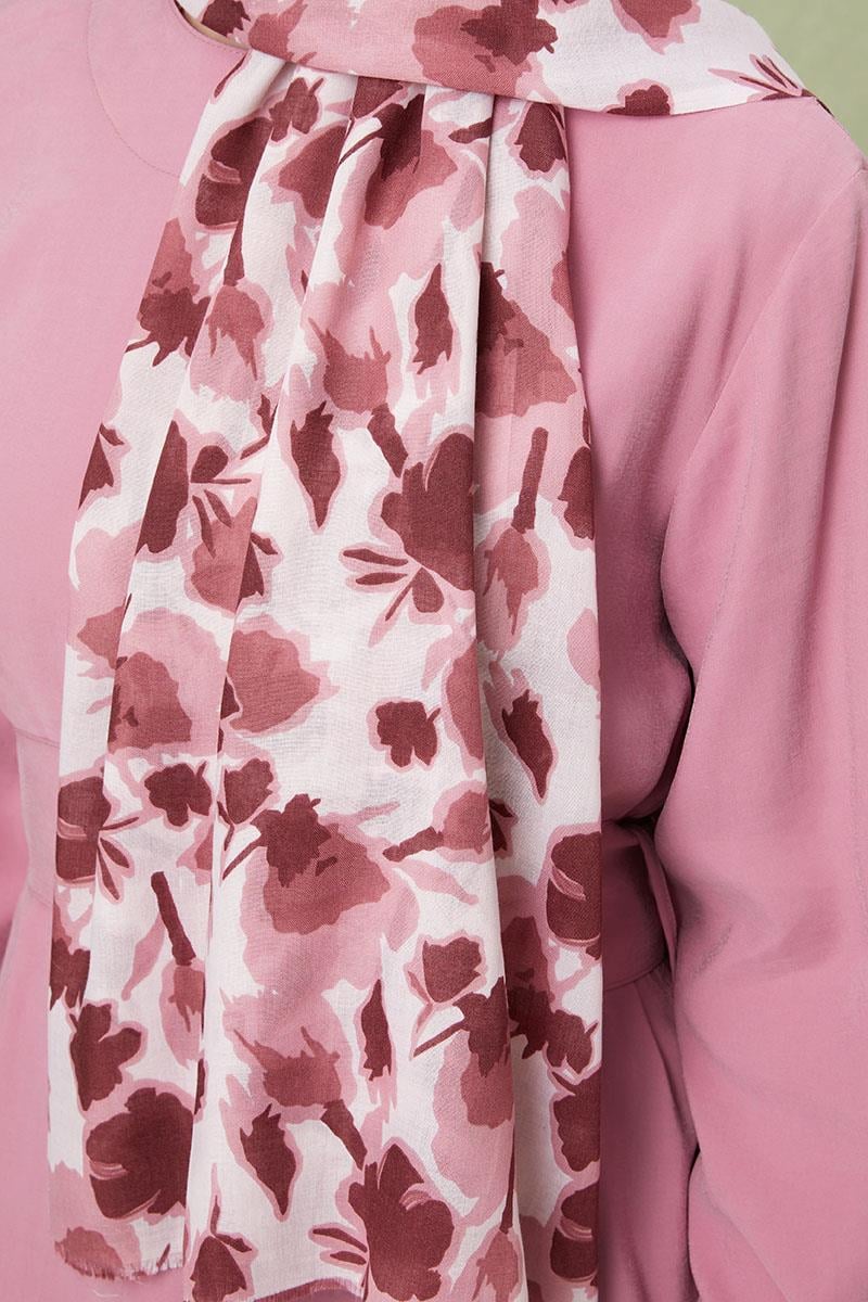 Fivescarf Mürdüm Desenli Cotton Şal