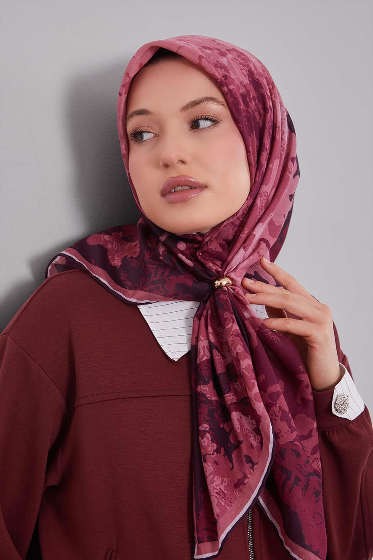 Fivescarf Nar Çiçeği Karışık Desen Silk Coton Eşarp