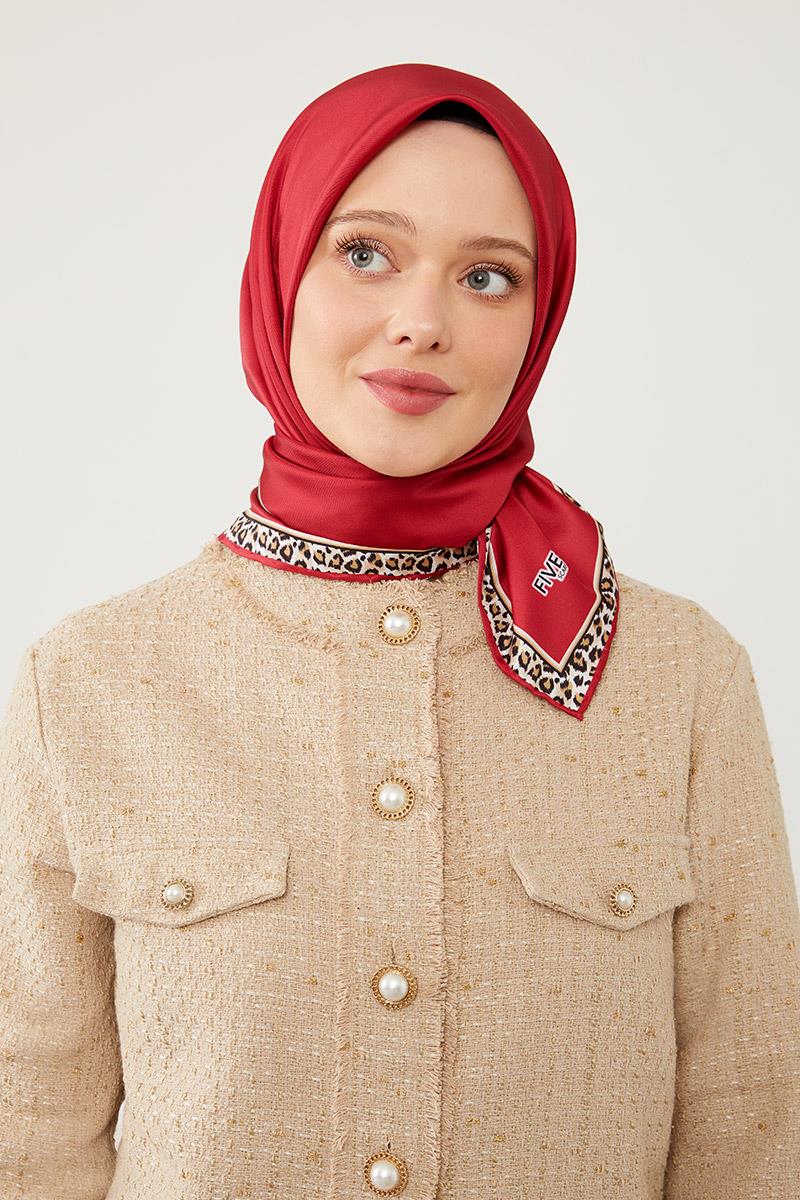 Fivescarf Nar Çiçeği Twill Digital Eşarp
