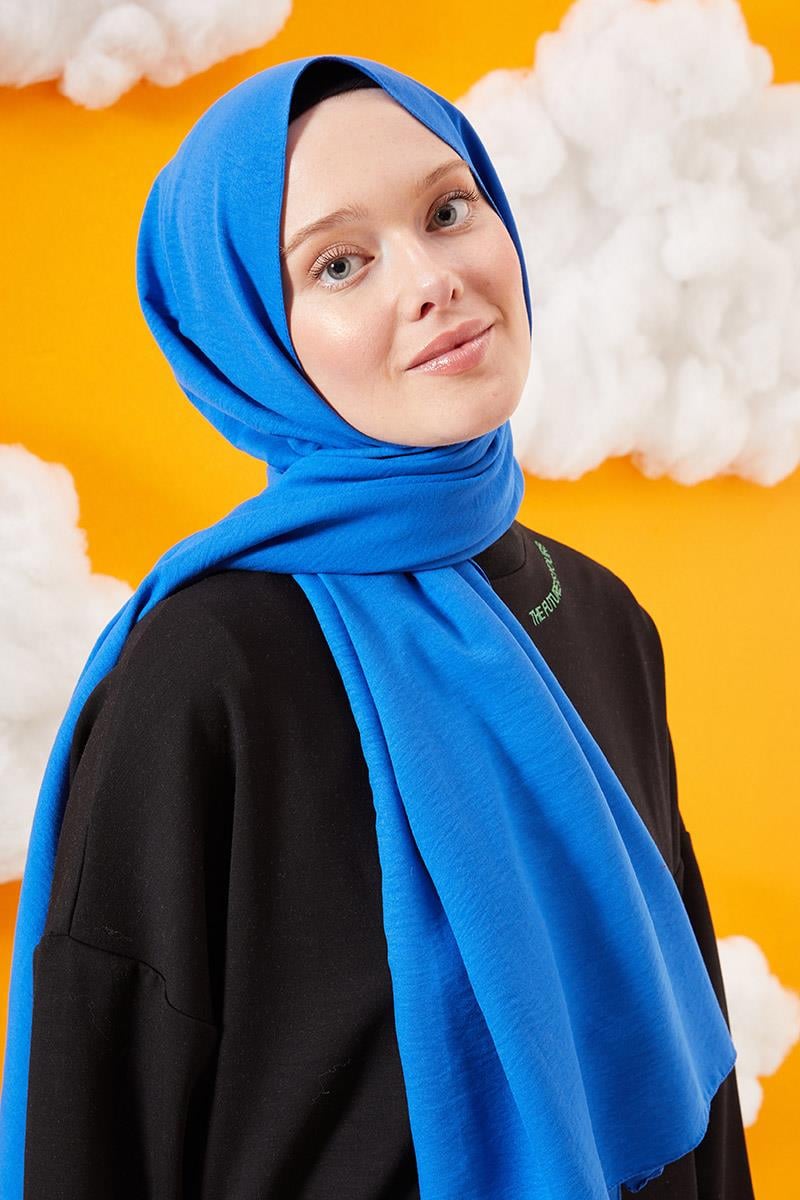 Fivescarf Parlament Mavisi Pamuk Cazz Şal