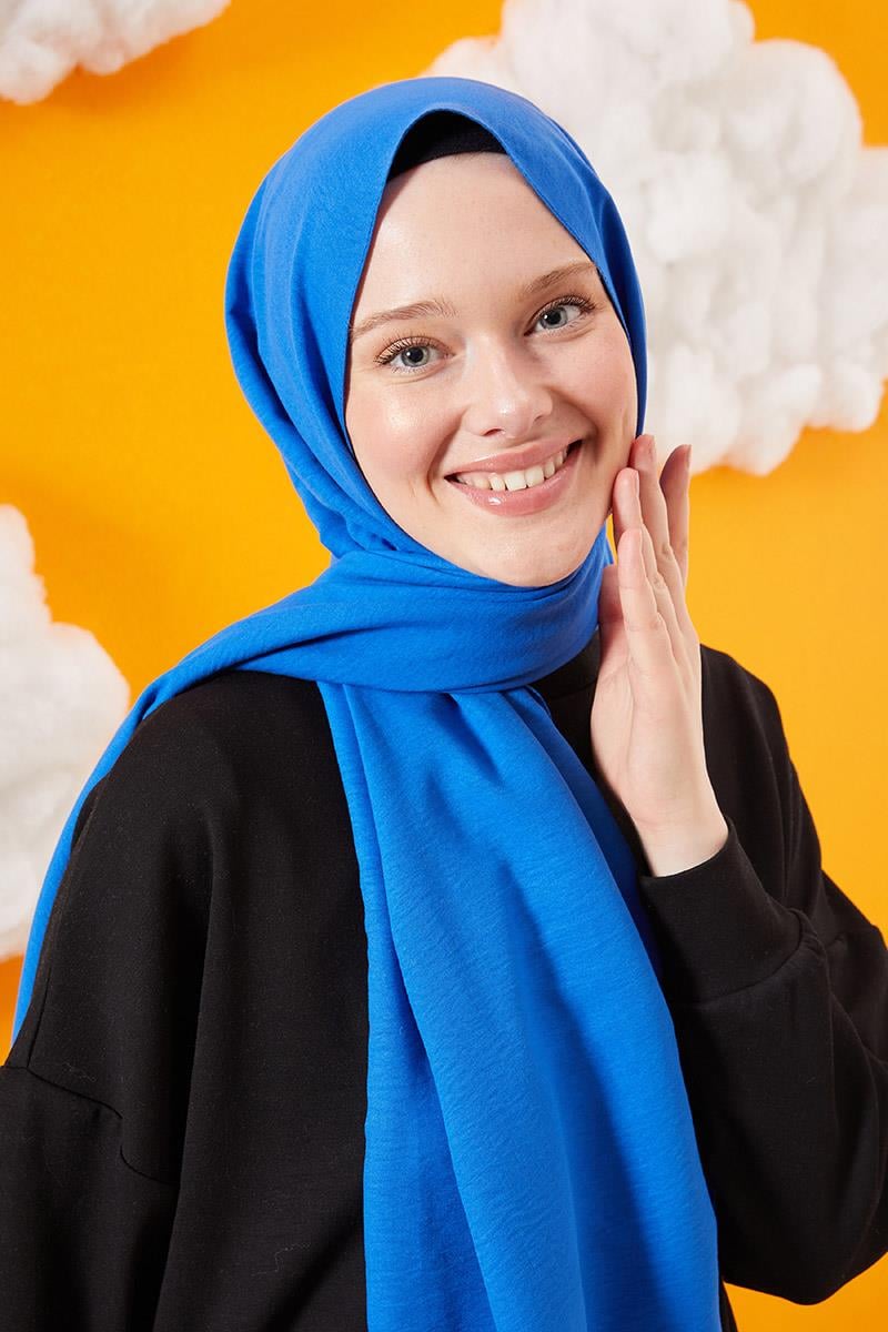 Fivescarf Parlament Mavisi Pamuk Cazz Şal