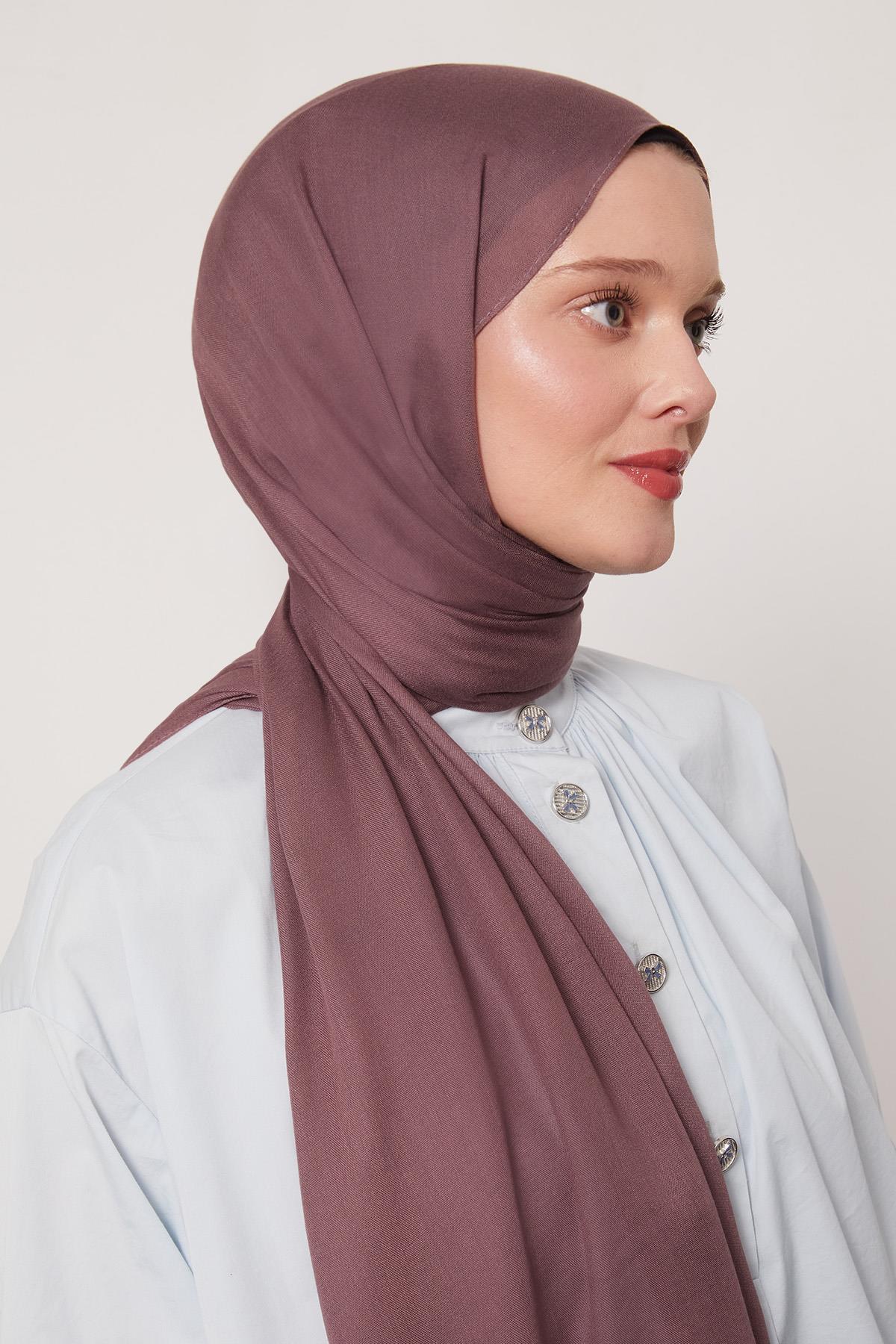 Fivescarf Patlıcan Moru Viskon Modal Düz Şal