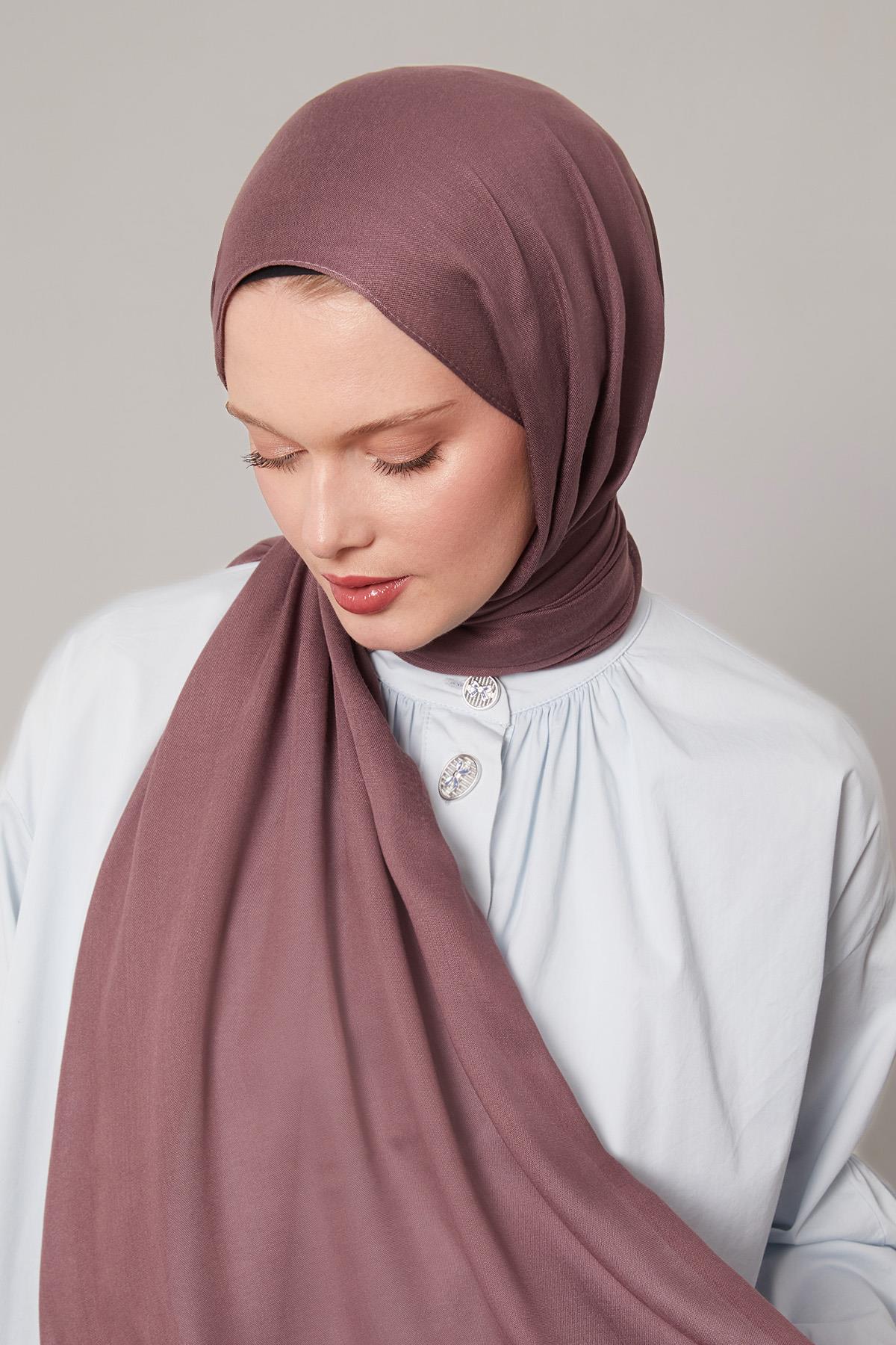 Fivescarf Patlıcan Moru Viskon Modal Düz Şal