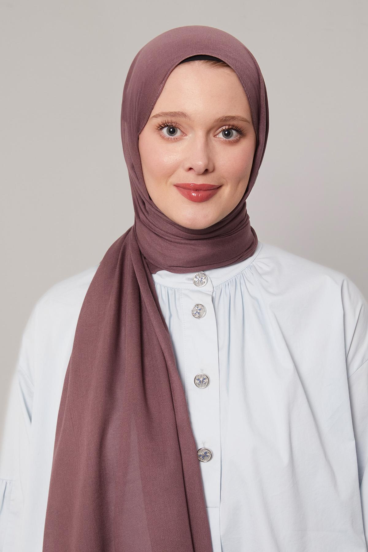Fivescarf Patlıcan Moru Viskon Modal Düz Şal