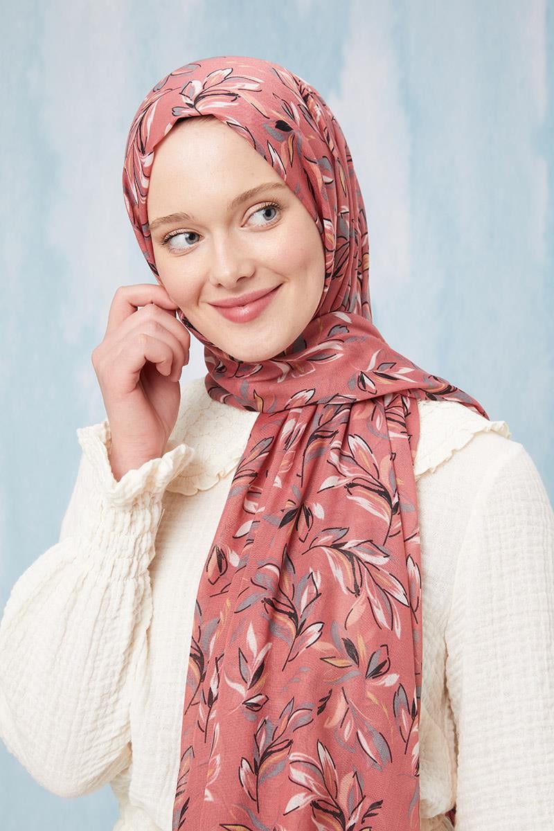Fivescarf Pembe Desenli Cotton Şal