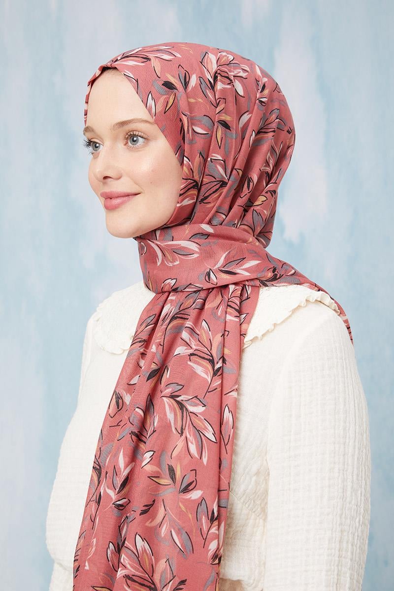 Fivescarf Pembe Desenli Cotton Şal