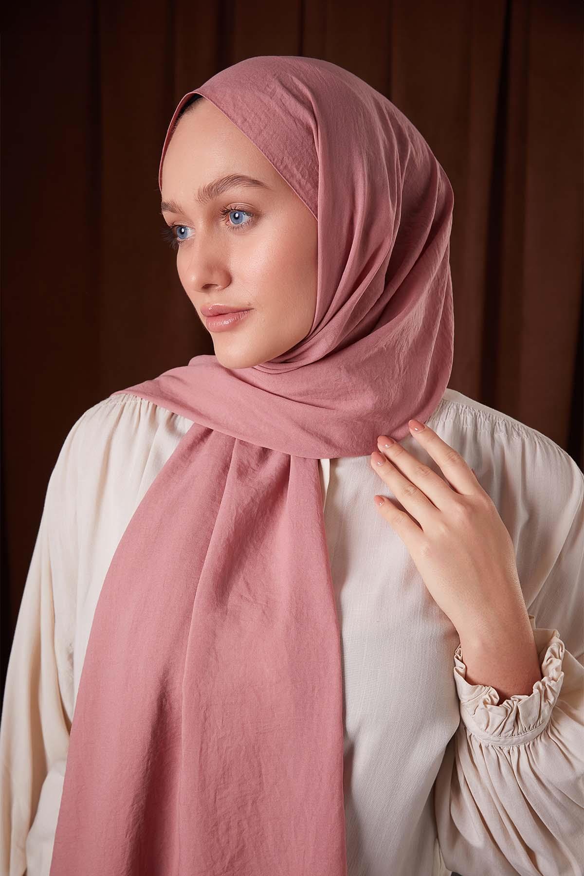 Fivescarf Pembe Düz Luna Cotton Şal