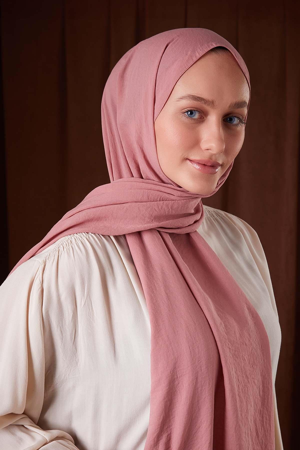 Fivescarf Pembe Düz Luna Cotton Şal