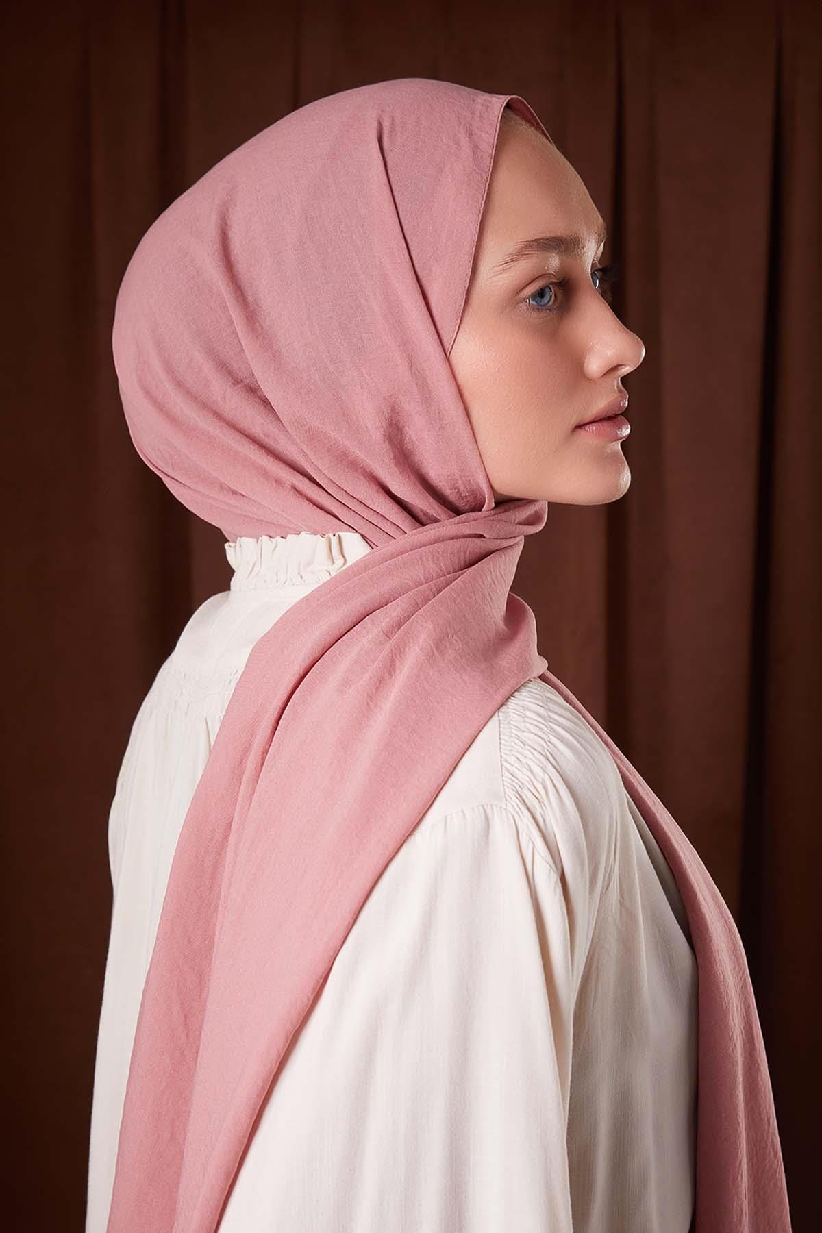 Fivescarf Pembe Düz Luna Cotton Şal