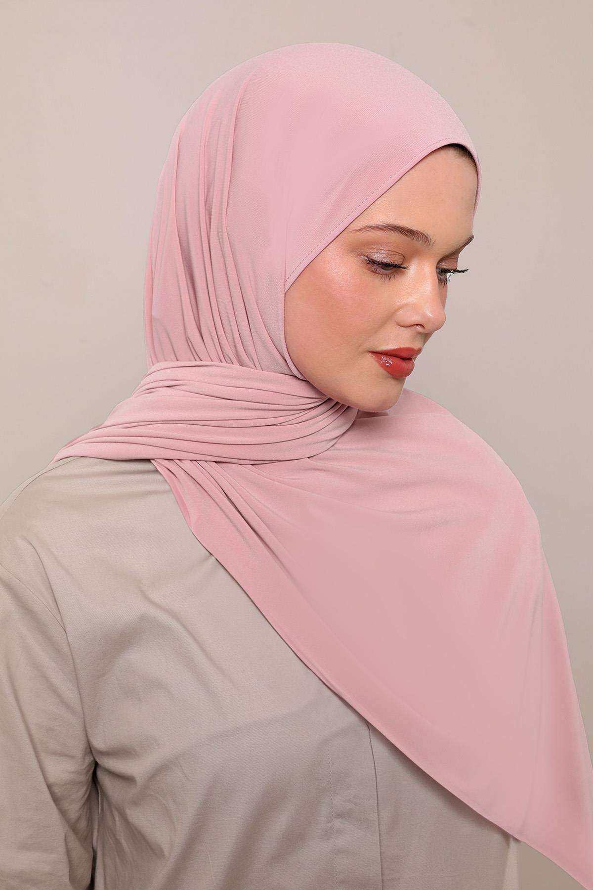 Fivescarf Pembe Düz Premium Jersey Şal