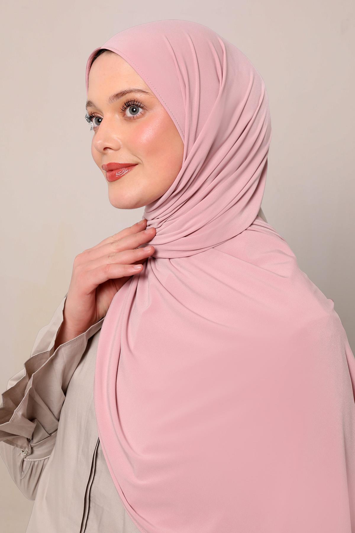 Fivescarf Pembe Düz Premium Jersey Şal