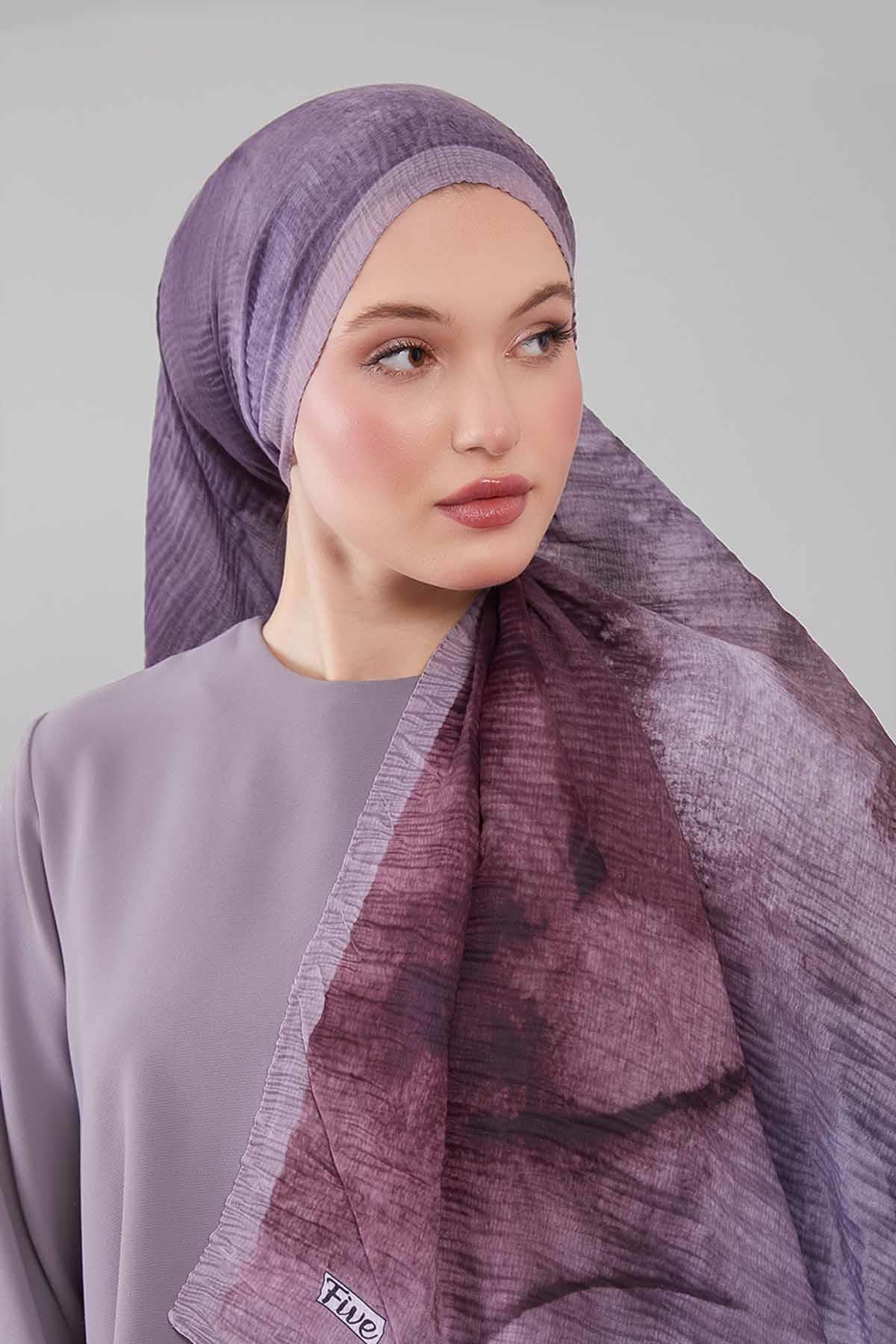 Fivescarf Pembe Geçişli Müslin Cotton Şal