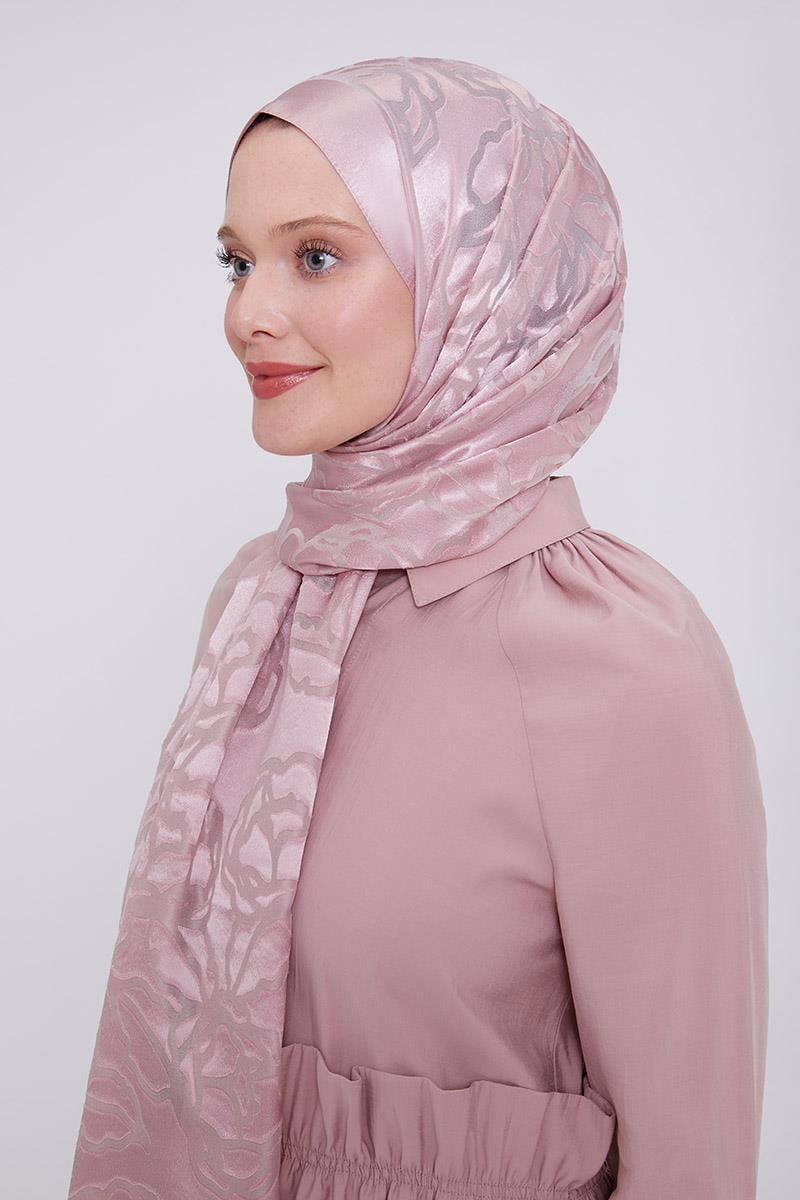 Fivescarf Pembe Gül Desen Deluxe Devore Şal