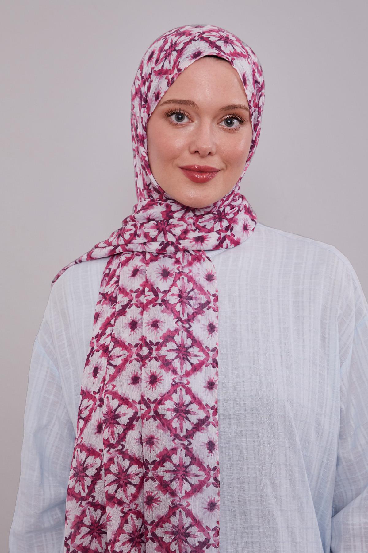 Fivescarf Pembe Kar Tanesi Desenli Craze Comfort Şal