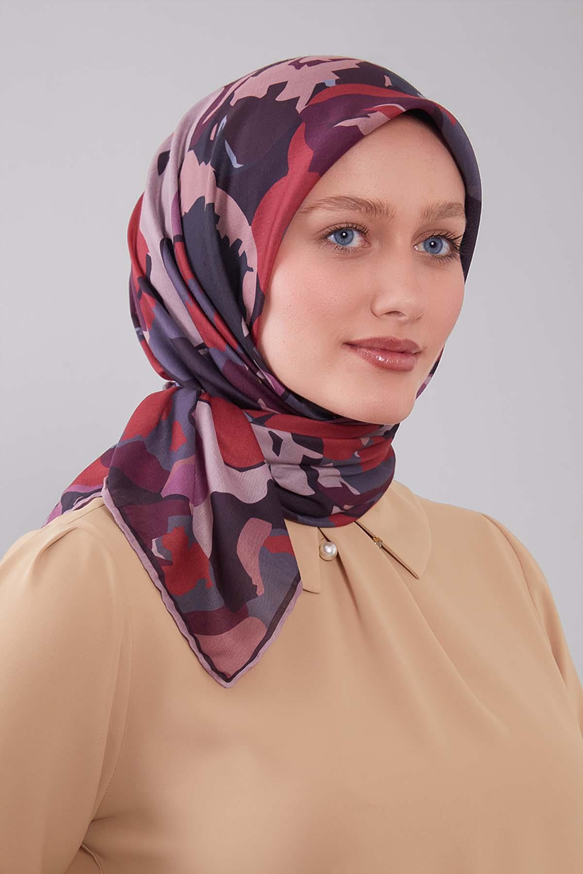 Fivescarf Pembe Karışık Desen Silk Coton Eşarp