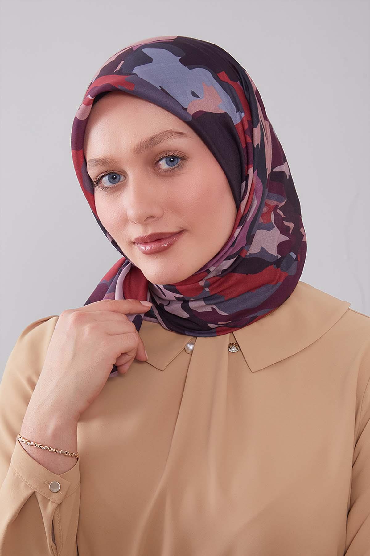Fivescarf Pembe Karışık Desen Silk Coton Eşarp
