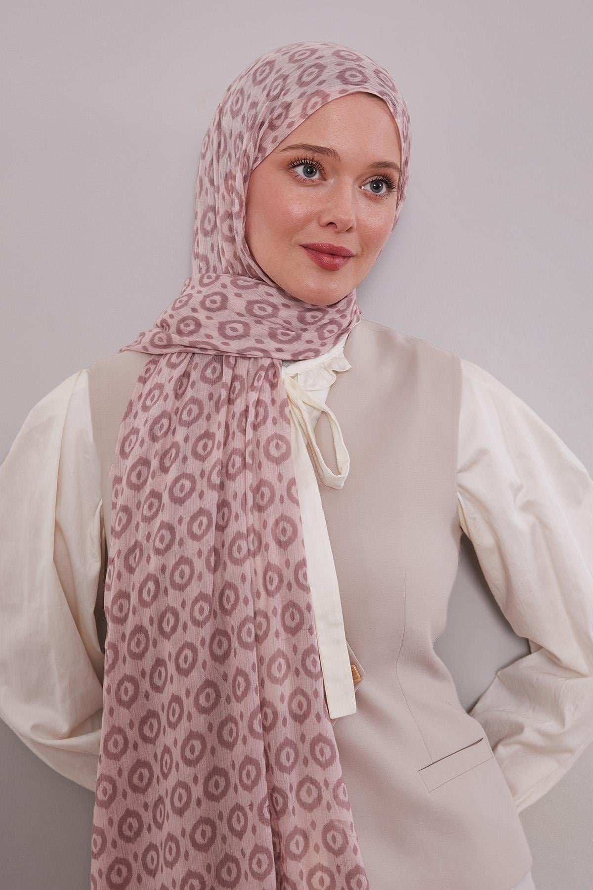 Fivescarf Pembe Micro Desenli Craze Comfort Şal