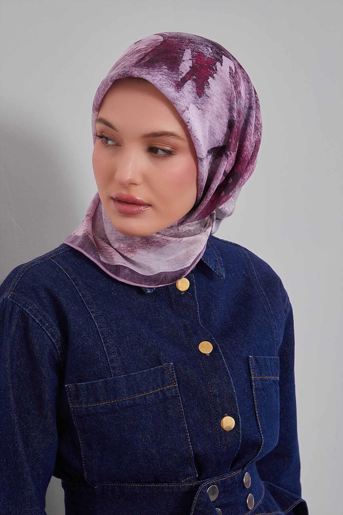 Fivescarf Pembe Soyut Desen Silk Coton Eşarp