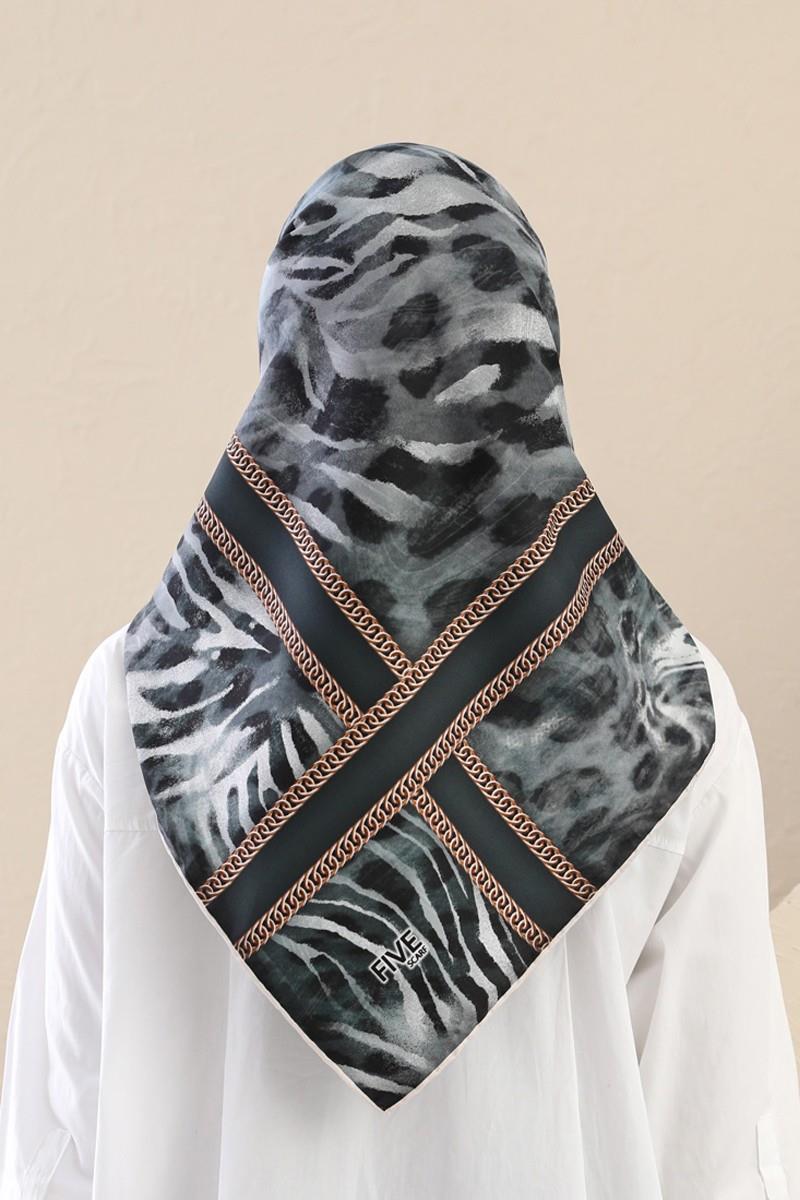 Fivescarf Petrol Mavisi Twill Digital Eşarp