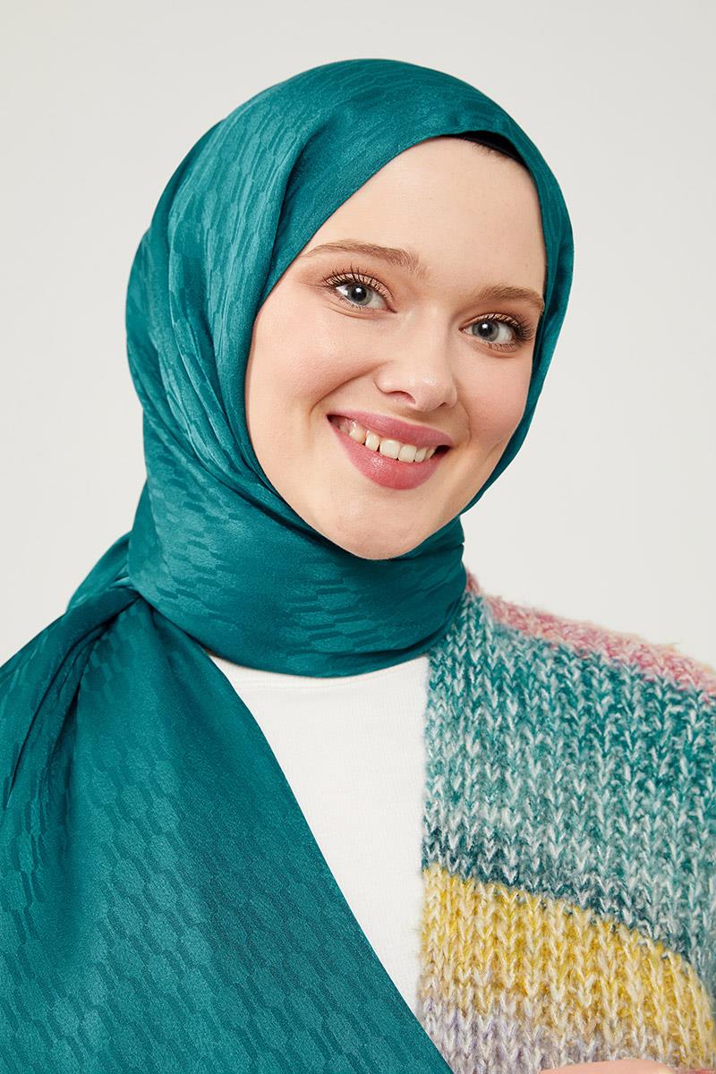 Fivescarf Petrol Yeşili Burgu Desen Jakarlı Elegance Şal