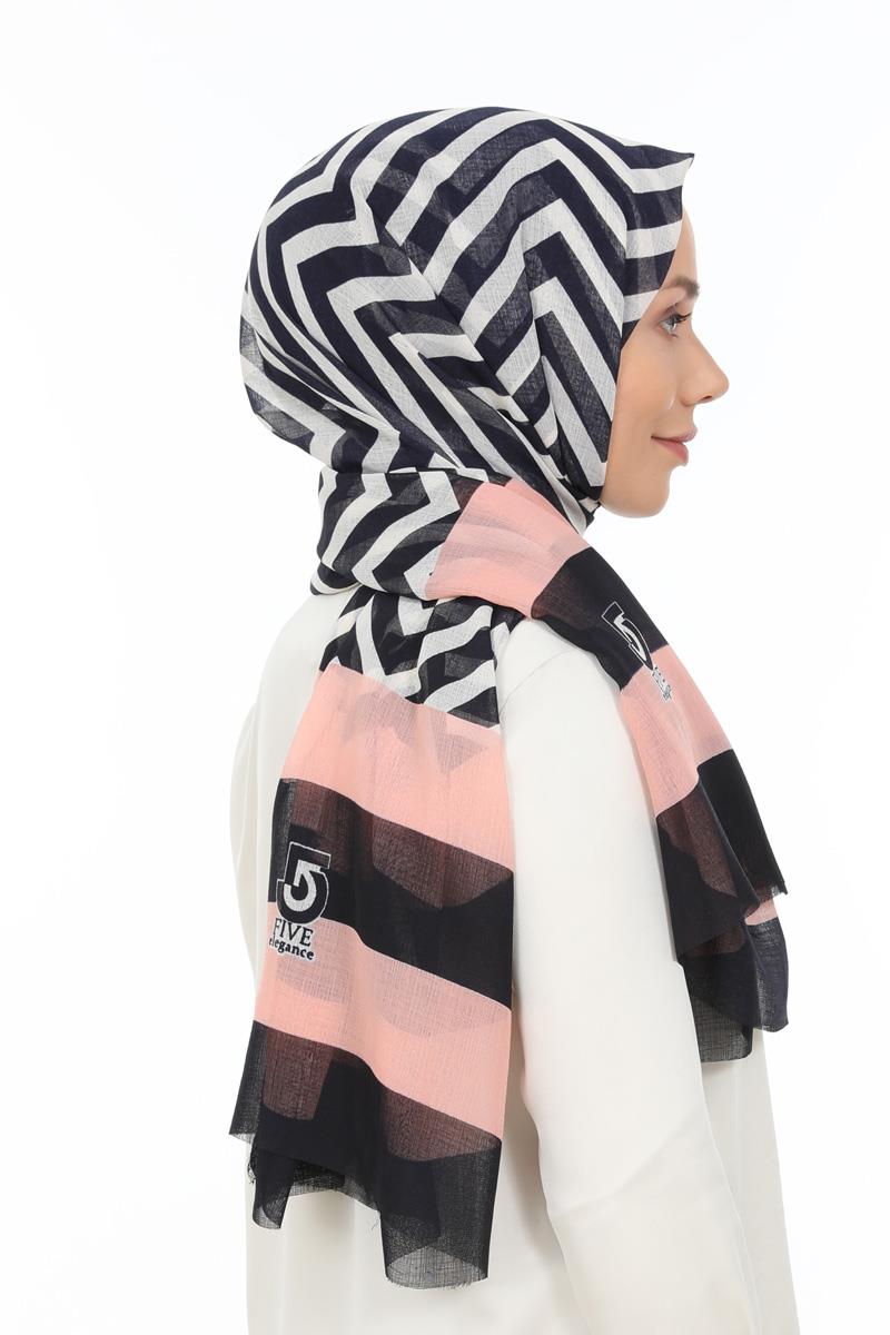 Fivescarf Pudra Desenli Pamuk Şal