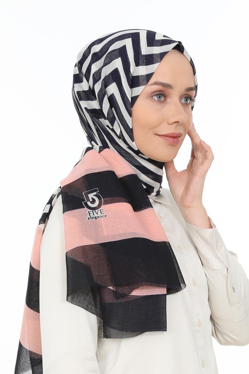 Fivescarf Pudra Desenli Pamuk Şal