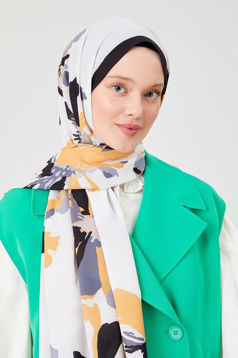 Fivescarf Safran Açelya Desen Violet Medine İpeği Şal